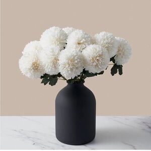 NIB Ryddelig Home Faux Chrysanthemums Large Kiku Florals,10 Stems,White,Silk